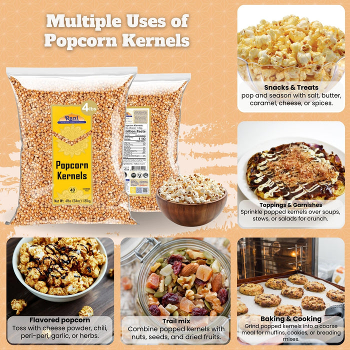 Rani Popcorn Kernels 64oz (4lbs) 1.81kg Bulk, Perfect for Stovetop, Microwave & Popcorn Machines ~ All Natural | Gluten Friendly | Vegan | NON-GMO | Kosher | Product of USA
