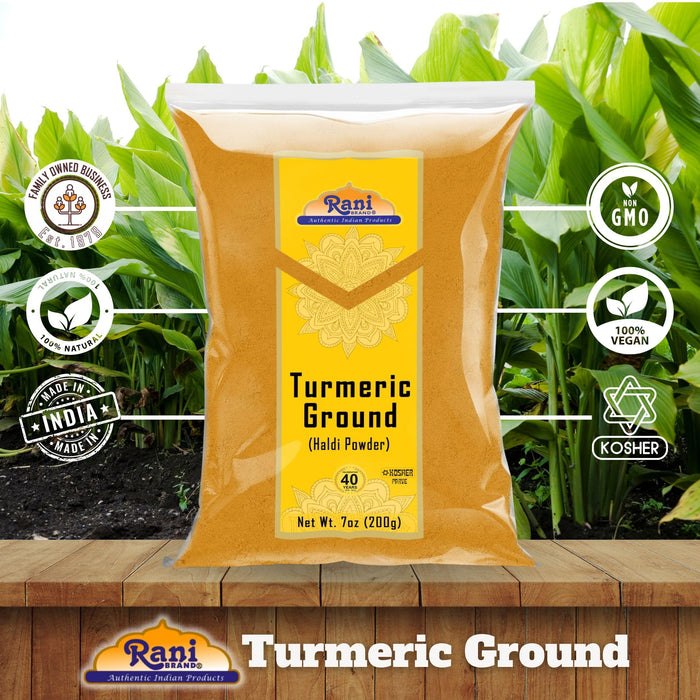 Rani Turmeric (Haldi) Root Powder Spice, (High Curcumin Content) 7oz (200g) ~ All Natural | 100% Pure, Salt Free | Vegan | Gluten Friendly | NON-GMO | Kosher