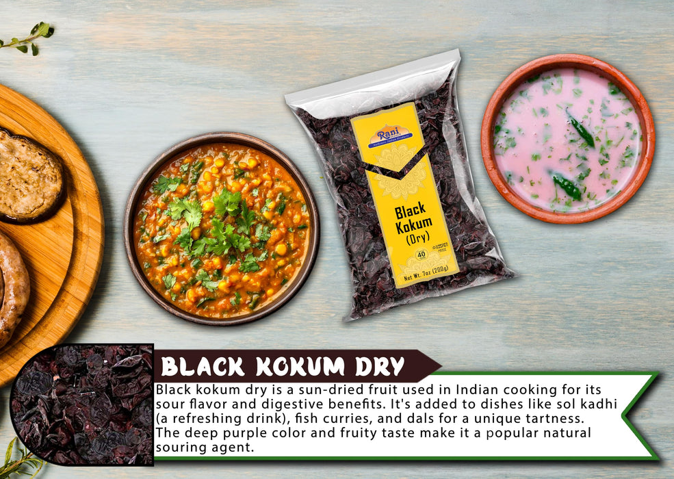Rani Black Kokum (Dry) Garcinia Indica 7oz (200g) ~ All Natural | Gluten Friendly | Vegan | NON-GMO | Kosher | No Salt or fillers | Indian Origin