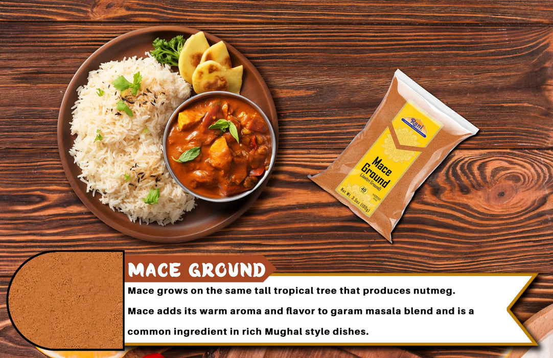 Rani Mace Ground (Javathri) Powder, Spice 3.5oz (100g) ~ All Natural | Vegan | Gluten Friendly | NON-GMO | Kosher | Indian Origin