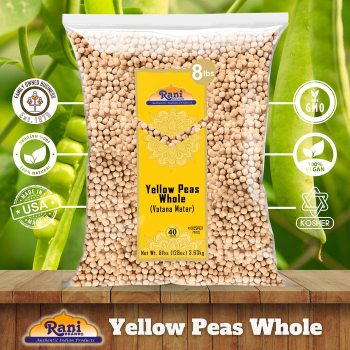 Rani Yellow Peas Whole, Dried (Vatana, Matar) 128oz (8lbs) 3.63kg Bulk ~ All Natural | Vegan | Kosher | Gluten Friendly | Product of USA