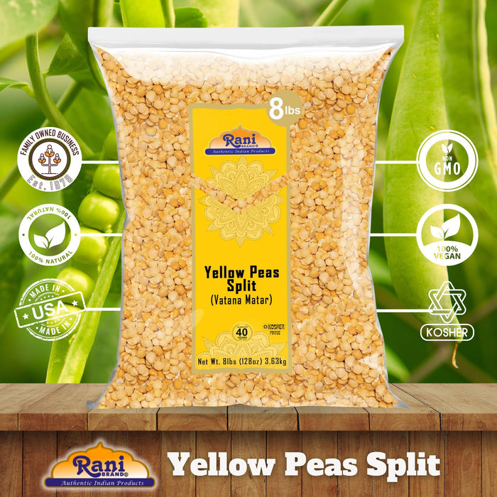 Rani Yellow Peas Split, Dried (Vatana, Matar) 128oz (8lbs) 3.63kg Bulk ~ All Natural | Vegan | Kosher | Gluten Friendly | Product of USA