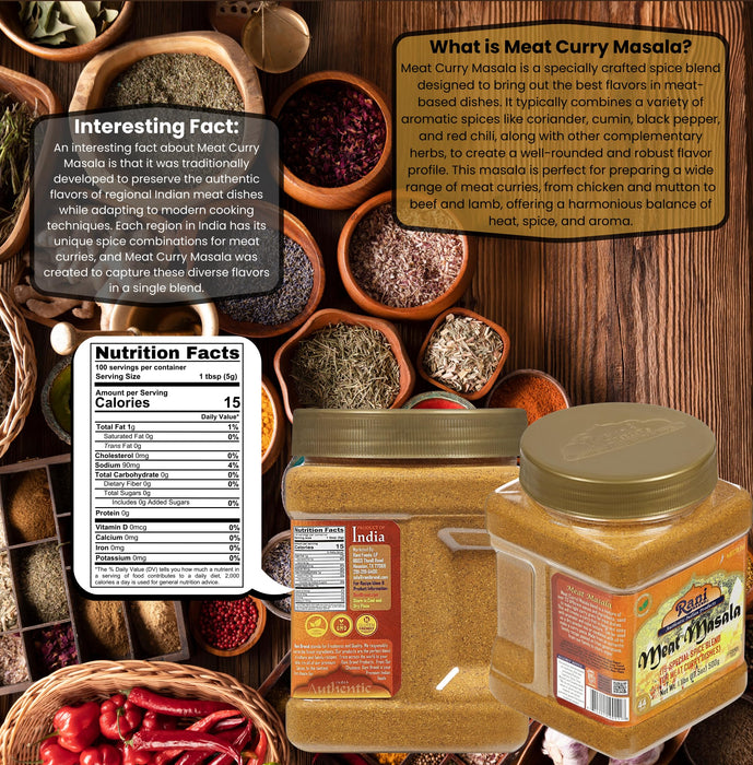 Rani Meat Curry Masala 21-Spice Blend 17.5oz (1.1lbs) 500g PET Jar ~ All Natural | Vegan | No Colors | Gluten Friendly | NON-GMO | Kosher | Indian Origin