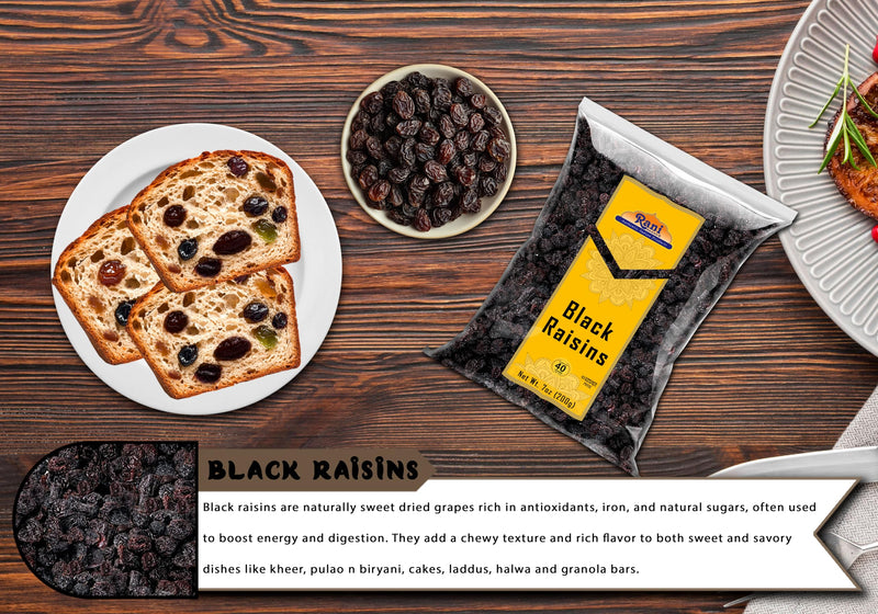 Rani Black Raisins 7oz (200g) ~ All Natural | Gluten Friendly | Non-GMO | Kosher | Vegan | Product of USA