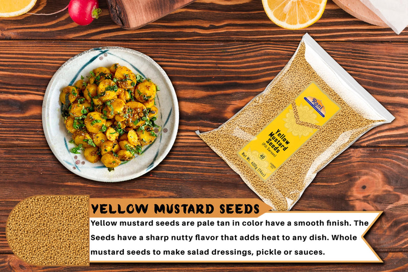 Rani Yellow Mustard Seeds Whole Spice 14oz (400g) ~ Ideal for Pickling, Dressing and Making Ground Mustard for Cooking, All Natural | Vegan | Gluten Friendly | NON-GMO | Kosher | Indian Origin