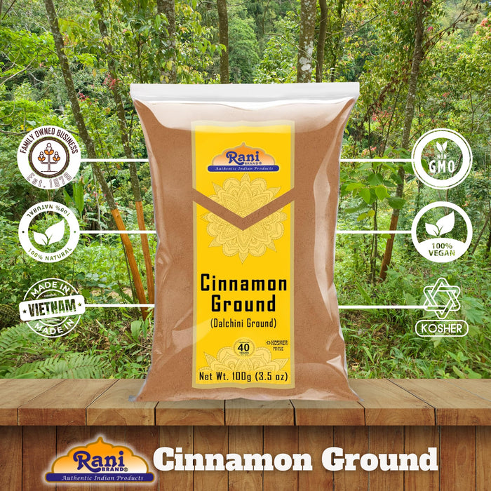 Rani Cinnamon Powder (Ground) Spice 3.5oz (100g) ~ All Natural, Salt-Free | Vegan | No Colors | Gluten Free Ingredients | NON-GMO | Kosher