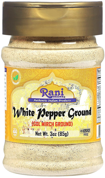 Rani White Pepper (Peppercorns) Ground, Spice 3oz (85g) ~ All Natural | Vegan | Gluten Friendly | NON-GMO | Kosher | Indian Origin