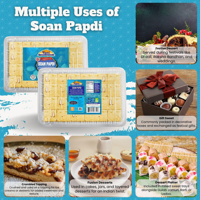 Rani Soan Papdi 17.5oz (500g) PET Jar, Traditional Indian Sweets, Ready to eat ~ All Natural | Non-GMO | Kosher | Indian Origin