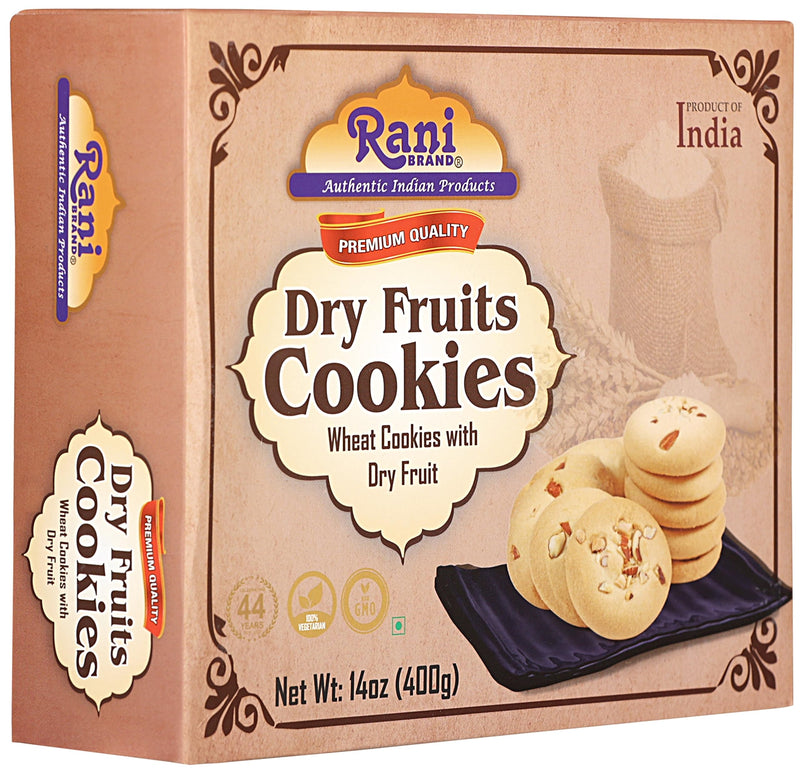 Rani Cookies Variety Pack of 4 (Gur Atta, Almond, Ajwain, Dry Fruits) 14oz (400g) each, Premium Quality Indian Cookies ~ Vegan | Non-GMO | Indian Origin