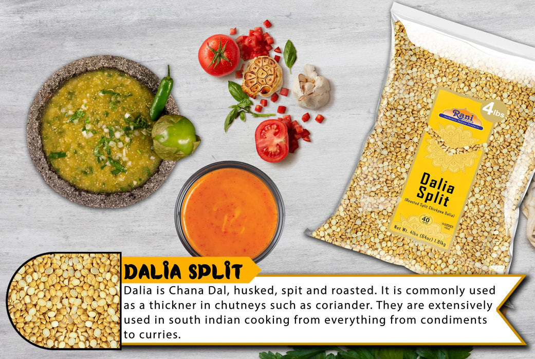 Rani Daliya Split (Roasted Split Chickpeas Dalia) 4lbs (64oz) ~ All Natural | Vegan | Kosher | Indian Origin