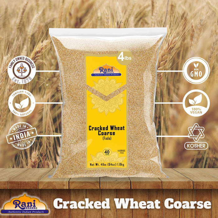 Rani Cracked Wheat Coarse (Fada / Commonly called Bulgur #3) 4lb (64oz)~ All Natural | Vegan | No Colors | NON-GMO | Kosher | Indian Origin