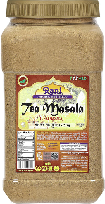 Rani Tea (Chai) Masala 80oz (5lbs) 2.27kg Bulk PET Jar ~ All Natural | Vegan | Gluten Friendly | Salt & Sugar Free | NON-GMO | Kosher | No Colors