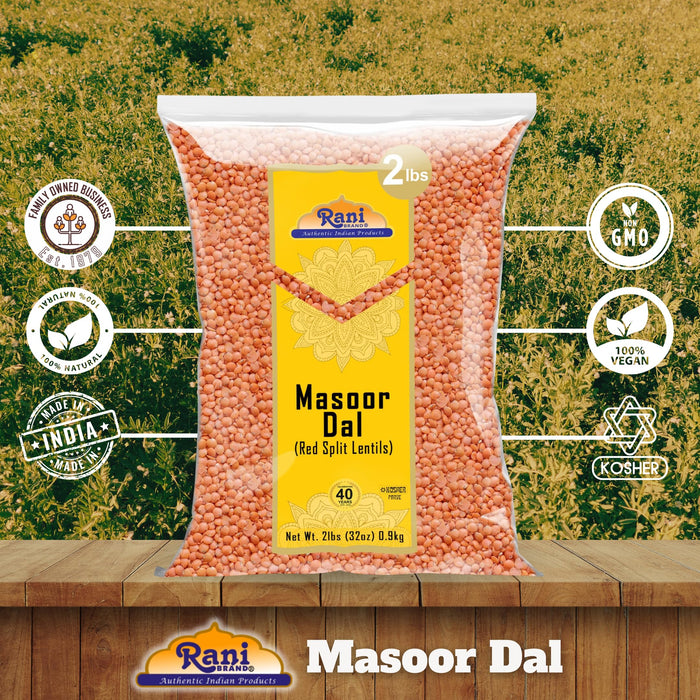 Rani Masoor Dal (Indian Red Lentils) Split Gram, 32oz (2lbs) 907g ~ All Natural | Gluten Friendly | NON-GMO | Kosher | Vegan | Indian Origin