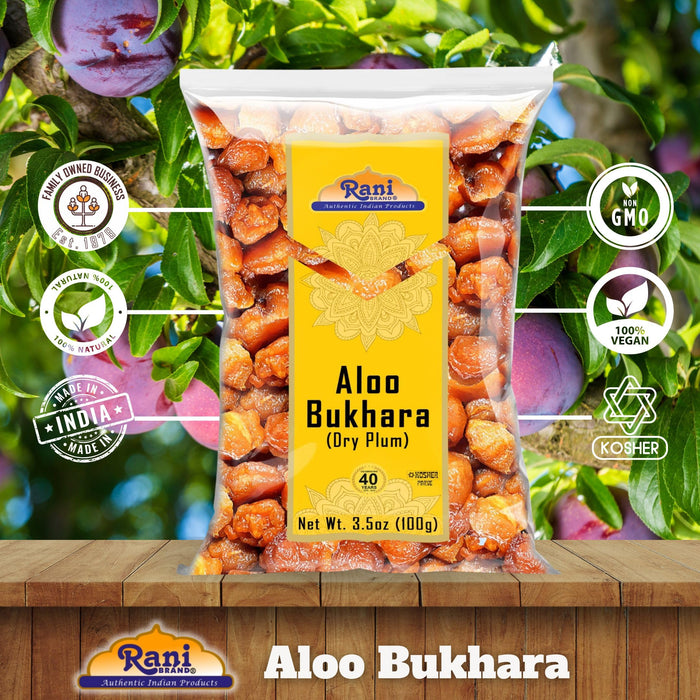 Rani Aloo Bukhara (Dry Plum) 3.5oz (100g) ~ All Natural | Salt Free | Vegan | Gluten Friendly | NON-GMO | Kosher | Indian Origin