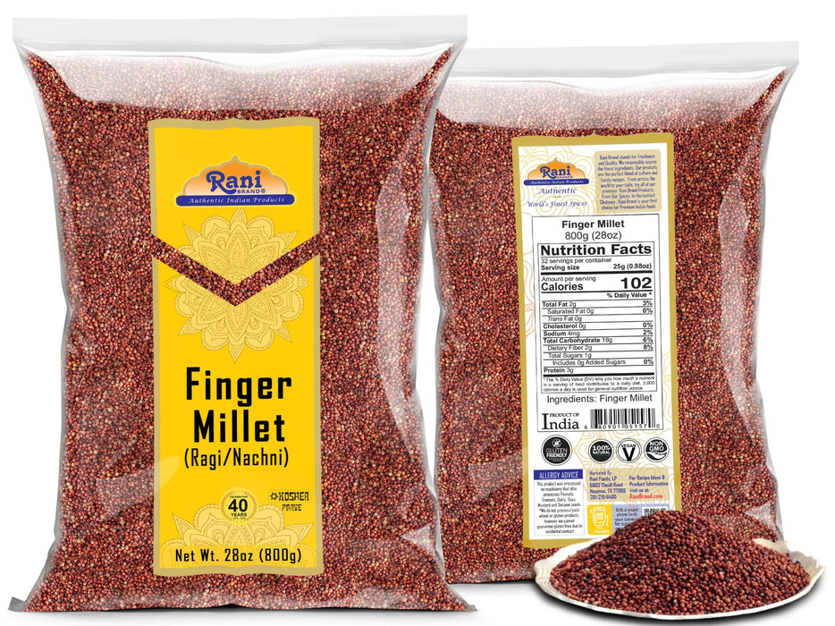 Rani Ragi Finger Millet (Eleusine Coracana) Whole Ancient Grain Seeds 28oz (800g) ~ All Natural | Gluten Friendly | NON-GMO | Kosher | Vegan | Indian Origin