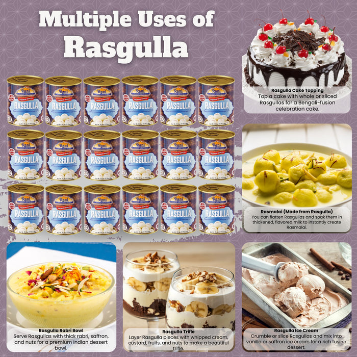 Rani Rasgulla (Cheese Curd Dumplings in Rose Flavor) 35.3oz (2.2lbs) 1kg Pack of 18, Approximately 14 pieces, Easy Open Lid ~ Ready to eat | Gluten Free | Non-GMO | Kosher | Indian Origin