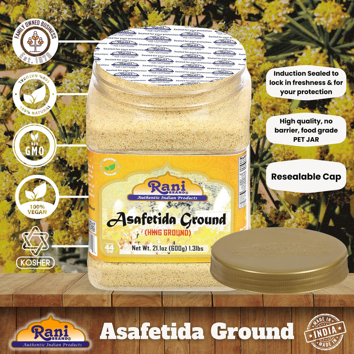 Rani Asafetida (Hing) Ground 21oz (600g) PET Jar ~ All Natural | Salt Free | Vegan | NON-GMO | Kosher | Best for Onion Garlic Substitute