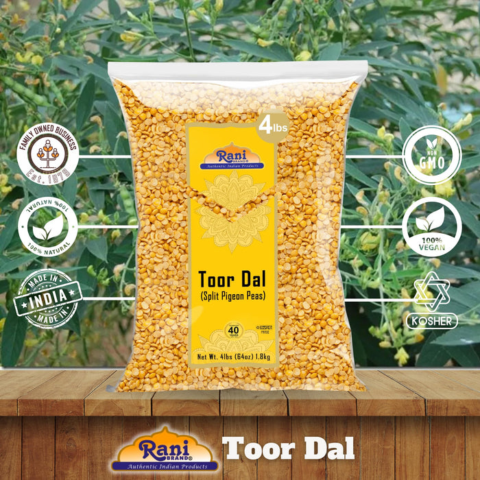 Rani Toor Dal (Split Pigeon Peas) 64oz (4lbs) 1.81kg ~ All Natural | Gluten Friendly | NON-GMO | Kosher | Vegan | Indian Origin