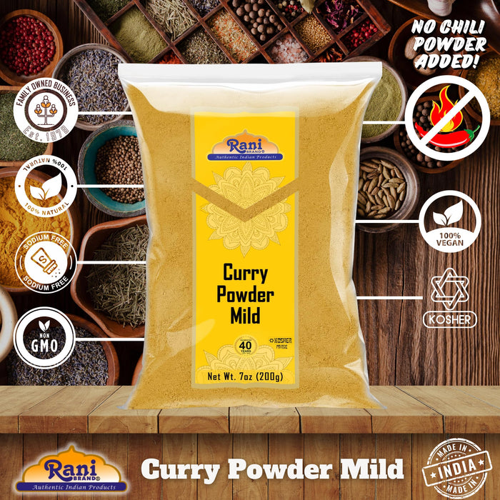 Rani Curry Powder Mild Natural 10-Spice Blend 200g (7oz) ~ Salt Free | Vegan | No Colors | Gluten Friendly | NON-GMO | Kosher | NO Chili or Peppers