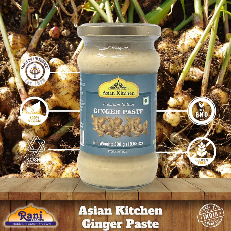 Asian Kitchen Ginger Cooking Paste 10.5oz (300g) ~ Vegan | Glass Jar | Gluten Free | NON-GMO | No Colors | Indian Origin