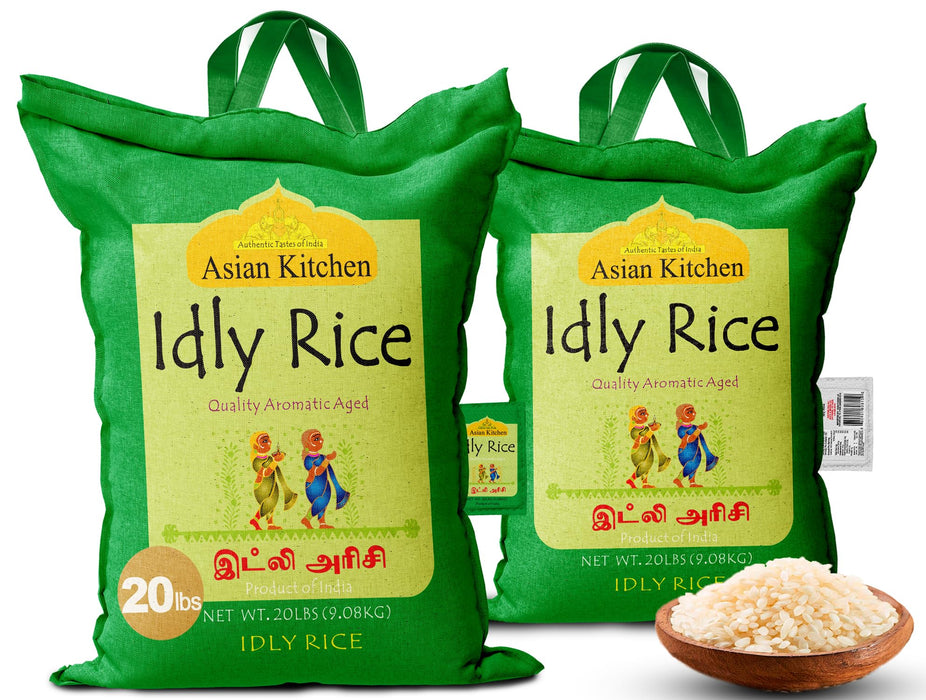 Asian Kitchen Idly (Idli) Rice 20-Pound Bag, 20lbs (9.08kg) Short Grain Rice ~ All Natural | Gluten Friendly | Vegan | Indian Origin | Export Quality