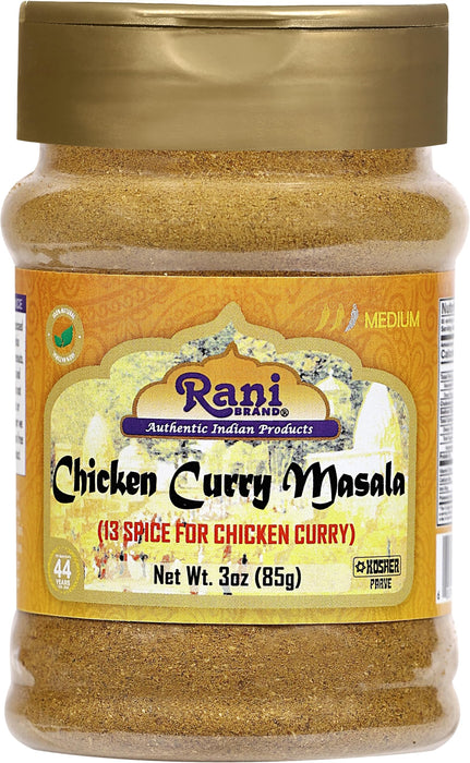 Rani Chicken Curry Masala Indian 13-Spice Blend 3oz (85g) PET Jar ~ All Natural | Vegan | No Colors | Gluten Friendly | NON-GMO | Kosher | Indian Origin