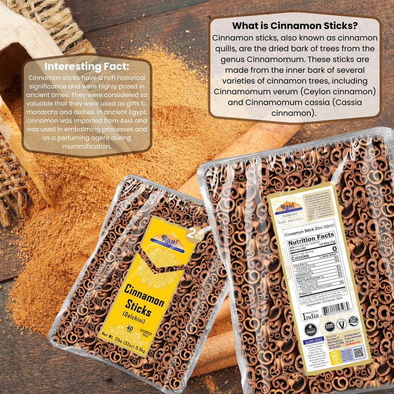 Rani Cinnamon Sticks 32oz (2lbs) 908g Bulk Bag - 175-200 Sticks - Strong Aroma, Perfect for Baking, Cooking & Beverages | 3+ Inches Length - Cassia Saigon Cinnamon from Vietnam | Kosher