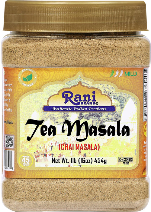 Rani Tea (Chai) Masala 16oz (1lb) 454g Bulk PET Jar ~ All Natural | Vegan | Gluten Friendly | Salt & Sugar Free | NON-GMO | Kosher | No Colors | Indian Origin