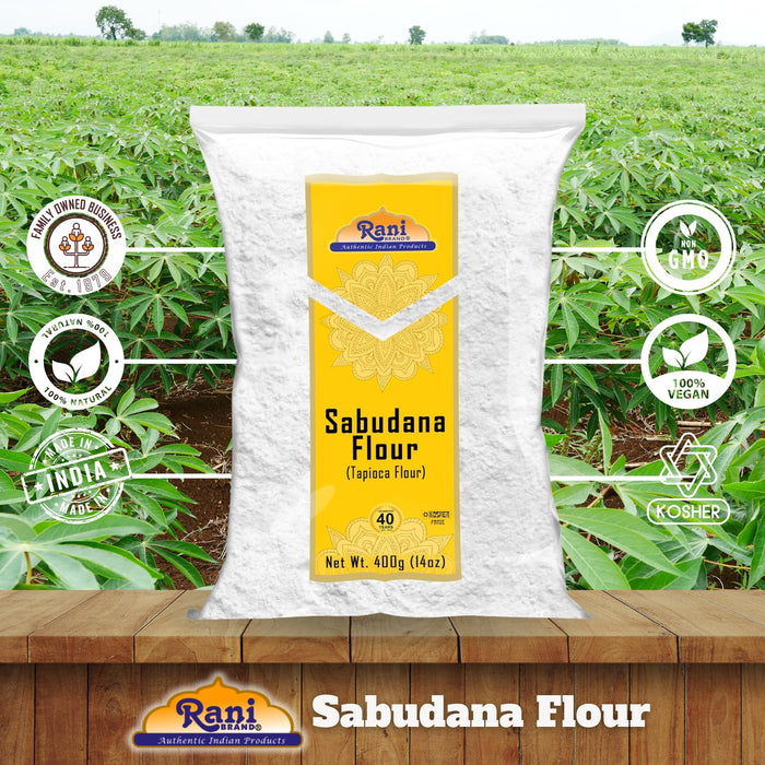 Rani Sabudana Flour (Tapioca/Sago Flour) 14oz (400g) ~ All Natural | Vegan | Gluten Friendly | NON-GMO | Kosher | Indian Origin