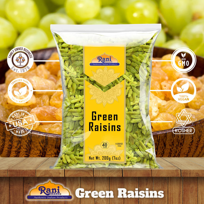 Rani Green Raisins 7oz (200g) ~ All Natural | Gluten Friendly | NON-GMO | Kosher | Vegan | Indian Origin