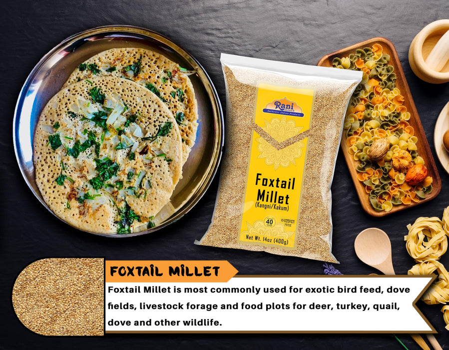 Rani Foxtail Millet Polished (Setaria italica) Ancient Grains 400g (14oz) ~ All Natural | Gluten Friendly | NON-GMO | Kosher | Vegan | Indian Origin