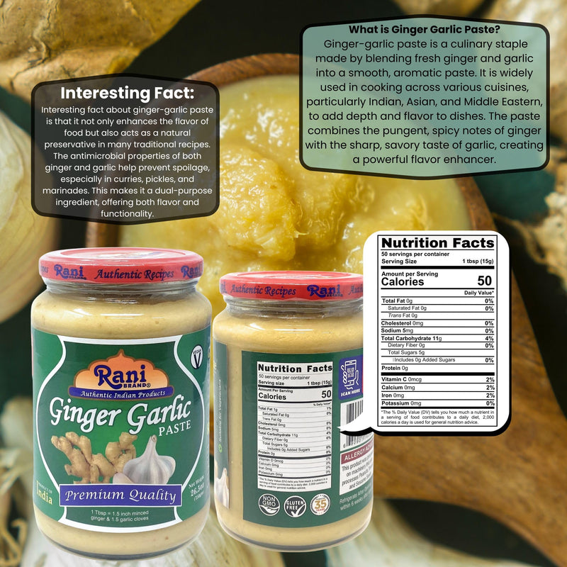Rani Ginger Garlic Cooking Paste 26.5oz (750g) ~ Pack of 6 ~ Vegan | Glass Jar | Gluten Free | NON-GMO | No Colors | Indian Origin