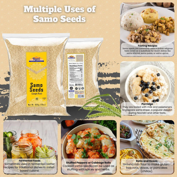 Rani Samo Seeds Whole 28oz (800g) Bulk ~ Japanese barnyard millet / Jungle Rice/Moriyo/ Samak Rice Echinochloa frumentacea ~ All Natural | Vegan | Gluten Friendly | Kosher | NON-GMO | Indian Origin