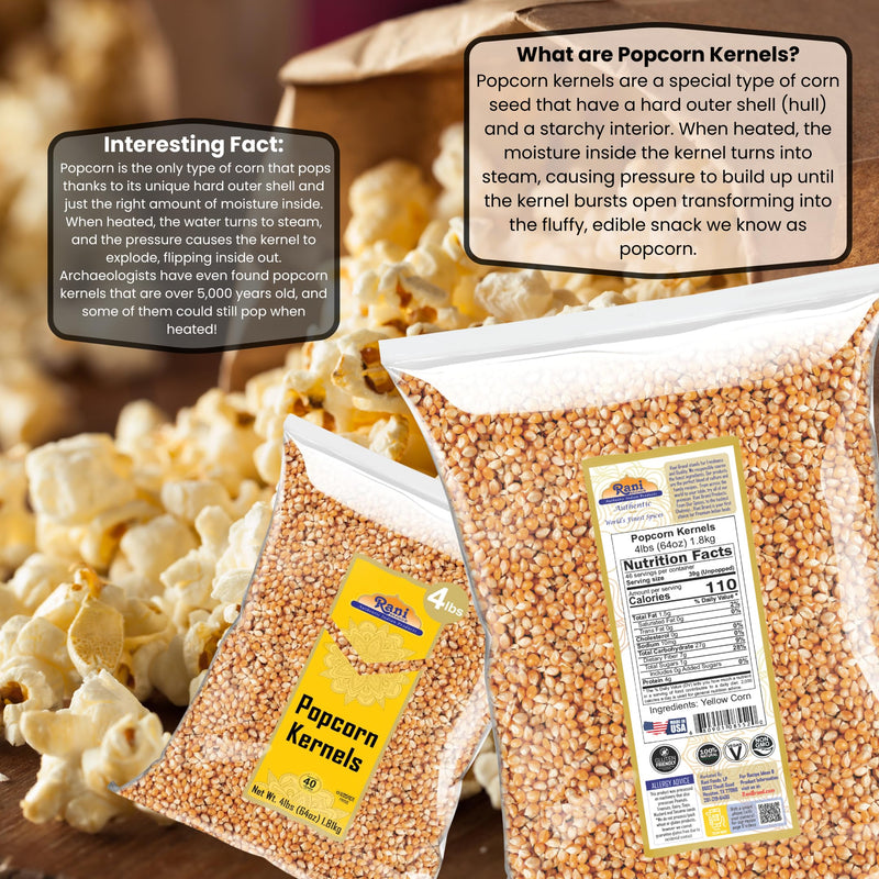 Rani Popcorn Kernels 64oz (4lbs) 1.81kg Bulk, Perfect for Stovetop, Microwave & Popcorn Machines ~ All Natural | Gluten Friendly | Vegan | NON-GMO | Kosher | Product of USA