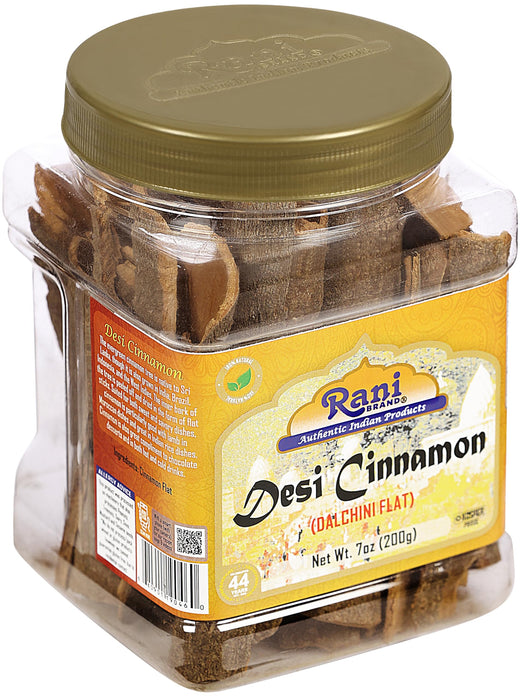 Rani Desi (Dalchini) Flat Cinnamon 7oz (200g) ~ PET Jar, Natural | Vegan | Gluten Friendly | NON-GMO | Kosher | Indian Origin