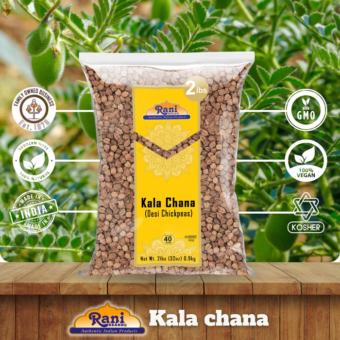 Rani Kala Chana (Desi Chickpeas Chana with skin) 32oz (2lbs) 907g ~ All Natural | Gluten Friendly | NON-GMO | Vegan | Kosher | Indian Origin