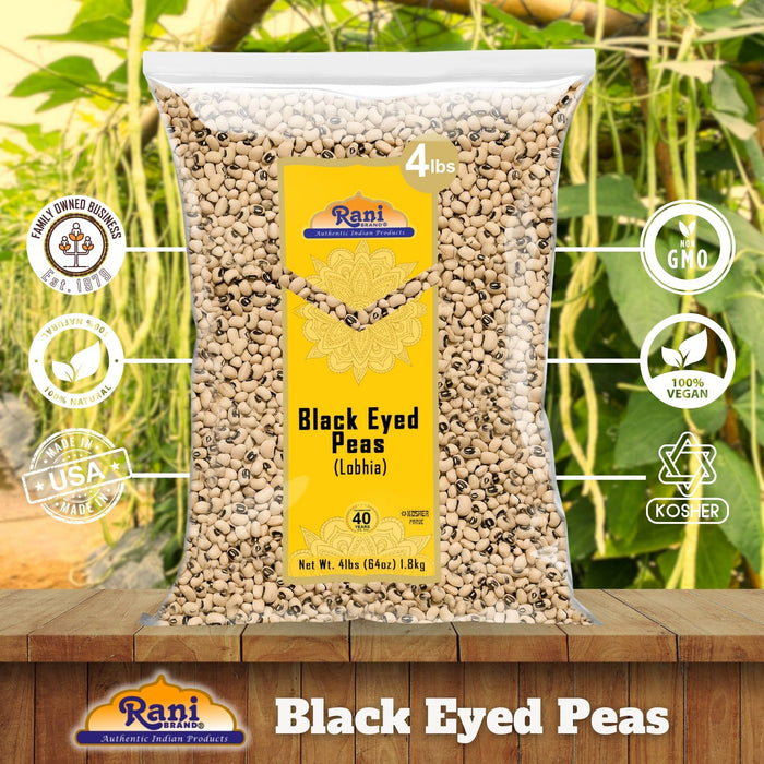 Rani Black Eyed Peas, Dried (Lobhia) 64oz (4lbs) 1.81kg ~ All Natural | Vegan | Kosher | Gluten Friendly | Product of USA