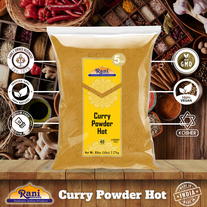 Rani Curry Powder Hot Natural 11-Spice Blend 80oz (5lbs) 2.27kg Bulk ~ Salt Free | Vegan | Gluten Friendly | NON-GMO | Kosher