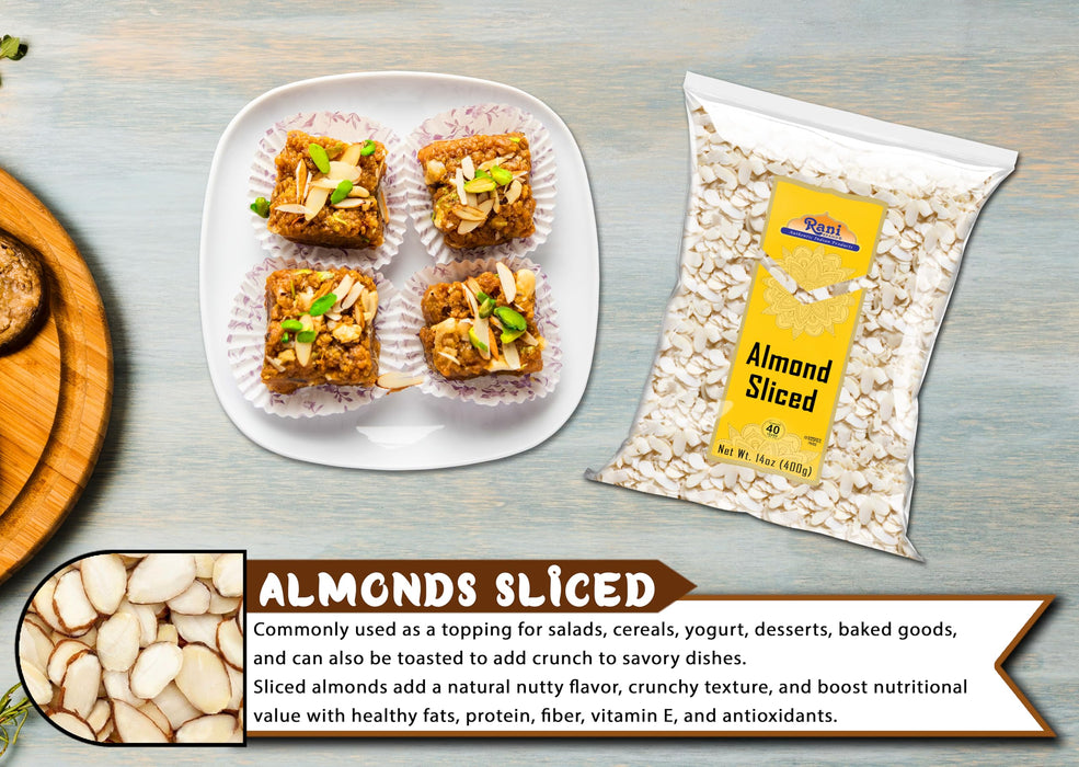 Rani Almonds, Raw Whole With Skin (uncooked, unsalted) 14oz (400g) ~ All Natural | Vegan | Gluten Friendly | Kosher | Fresh Product of USA ~ California Shelled Almonds