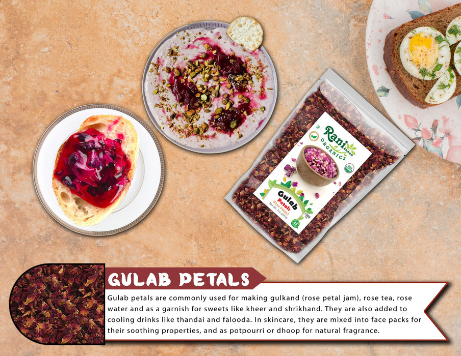 Rani Organic Gulab Petals (Rose Petals) 7oz (200g) ~ All Natural | No Color | Gluten Friendly | Vegan | NON-GMO | Kosher | No Salt or fillers | Indian Origin | USDA Organic Certified