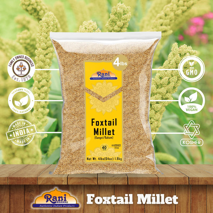 Rani Foxtail Millet Polished (Setaria italica) Ancient Grains 64oz (4lbs) 1.81kg ~ All Natural | Gluten Friendly | NON-GMO | Kosher | Vegan | Indian Origin