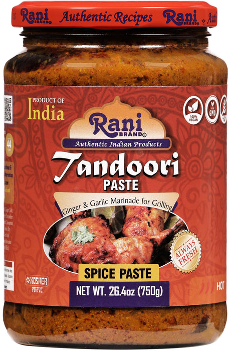 Rani Tandoori Paste (No Colors) 26.5oz (750g) Glass Jar ~ For Tandoori Chicken, Chicken Tikka, Paneer Tikka | All Natural | NON-GMO | Kosher | Vegan | Gluten Free | Indian Origin, Cooking Spice Paste
