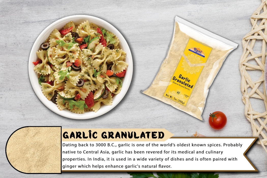 Rani Granulated Garlic (Coarse Ground Garlic) 7oz (200g) ~ All Natural | Gluten Friendly | Vegan | NON-GMO | Kosher | No Salt or fillers | Indian Origin