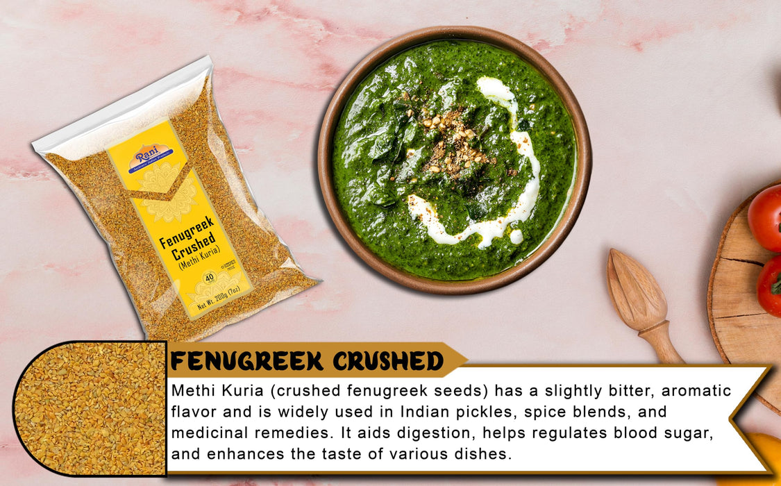 Rani Fenugreek (Methi) Seeds Crushed 7oz (200g) Trigonella foenum graecum ~ All Natural | Vegan | Gluten Friendly | Non-GMO | Kosher