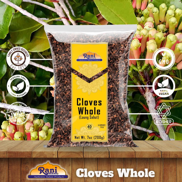 Rani Cloves Whole (Laung) 7oz (200g) Great for Food, Tea, Pomander Balls and Potpourri, Hand Selected, Spice ~ All Natural | NON-GMO | Kosher | Vegan