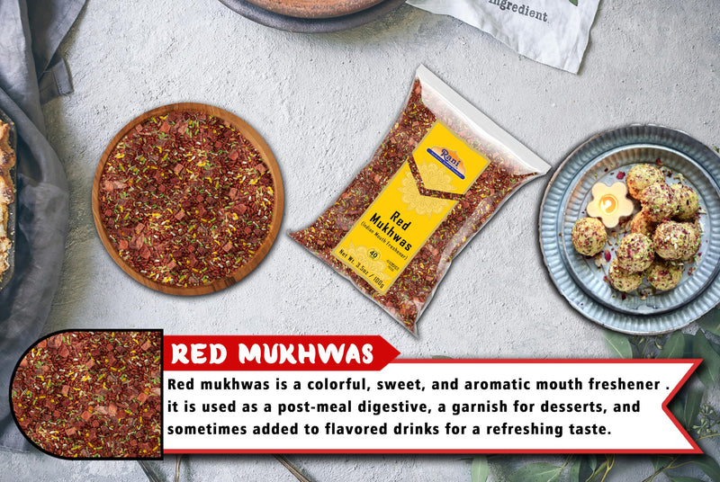 Rani Red Mukhwas (Special Digestive Treat) 3.5oz (100g) ~ Vegan | Kosher | Indian Candy Mouth Freshener