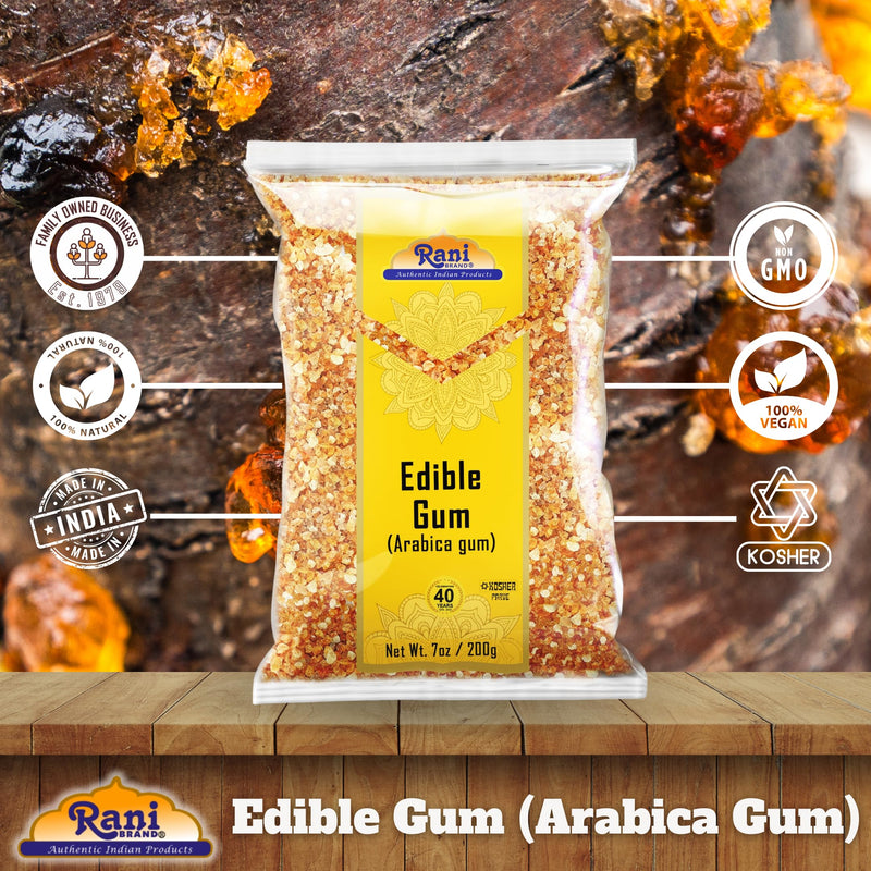 Rani Edible Gum Whole (Arabica Gum) 7oz (200g) ~ All Natural, Salt-Free | Vegan | No Colors | Gluten Friendly | NON-GMO | Kosher | Indian Origin