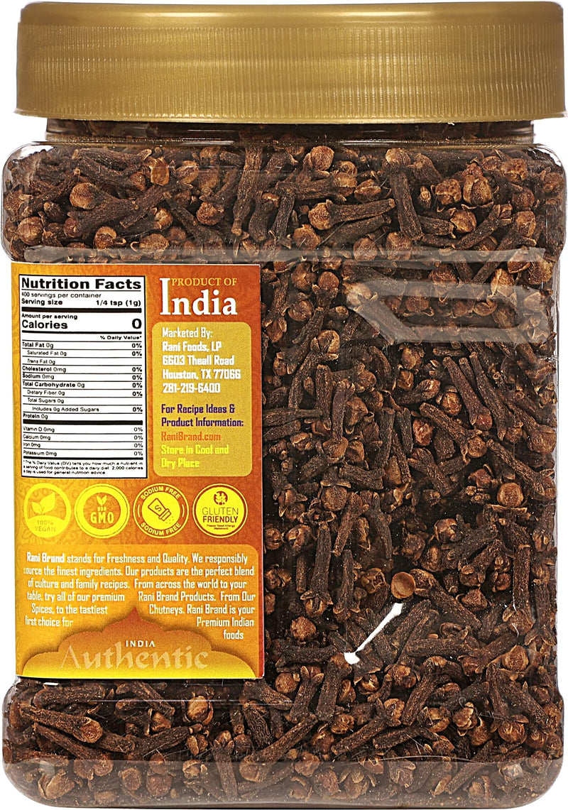 Rani Cloves Whole (Laung) 14oz (400g) Great for Food, Tea, Pomander Balls and Potpourri, Hand Selected, Spice, PET Jar ~ All Natural | NON-GMO | Kosher | Vegan