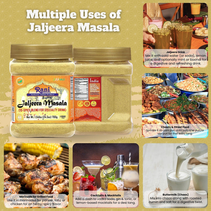 Rani Jal Jeera Masala (14-Spice blend for Spicy Indian Drink) 24.5oz (1.54lbs) 700g PET Jar ~ All Natural | Vegan | No Colors | Gluten Friendly | NON-GMO | Kosher | Indian Origin