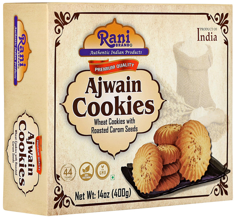 Rani Ajwain Cookies (Wheat Cookies with Roasted Carom Seeds) 14oz (400g) Premium Quality Indian Cookies ~ All Natural | Vegan | Non-GMO | Indian Origin
